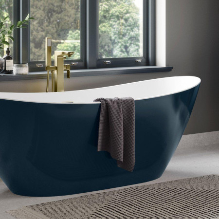 AJAX105586 Ajax Dunholme 1700 x 780mm Matt Blue Freestanding Bath Lifestyle