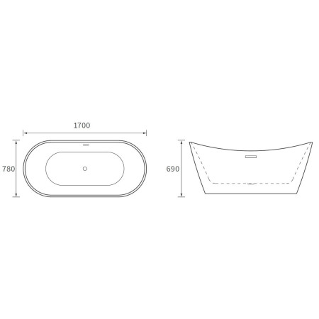 AJAX116165 Ajax Dunholme 1700 x 780mm Matt Latte Freestanding Bath Dimensions