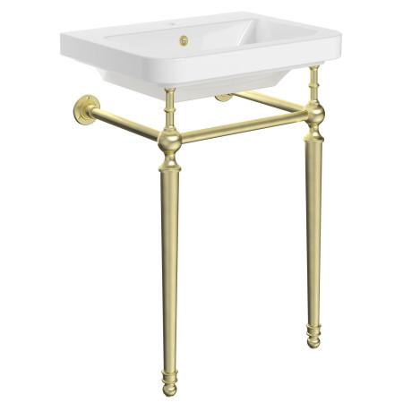 Ajax Edlington 610mm 1TH Basin with Brushed Brass Washstand