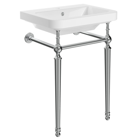 AJAX116019 Ajax Edlington 610mm 1TH Basin with Chrome Washstand