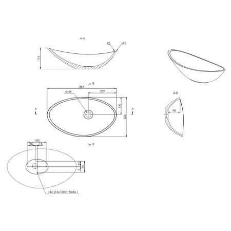 AJAX109916 Ajax Elkington Latte Resin Countertop Basin Line Drawing
