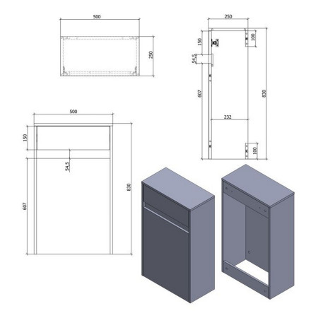 AJAX116052 Ajax Elsham 500mm Matt Latte WC Unit Dimensions