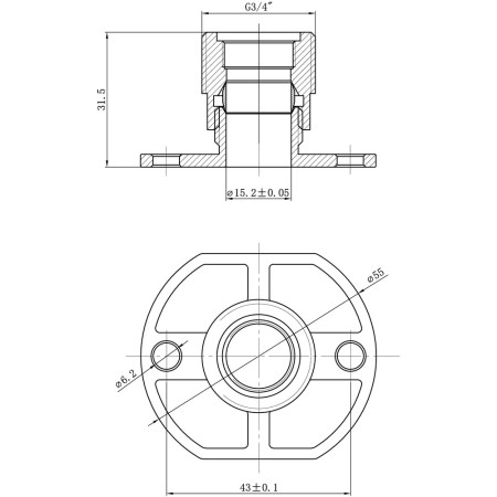 AJAX105879 Ajax Exposed Shower Valve Fast Fitting Kit Line Drawing
