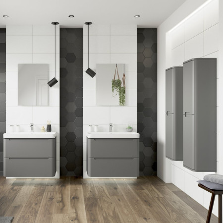 AJAX96037 Ajax Ferriby 500mm Wall Hung Matt Grey Vanity Unit with Basin Lifestyle