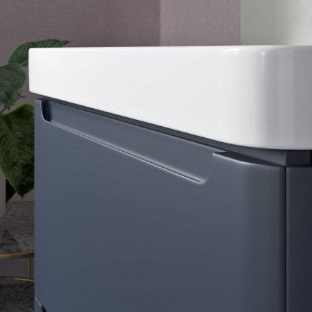AJAX96044 Ajax Ferriby 600mm Wall Hung Matt Indigo Vanity Unit with Basin Close Up