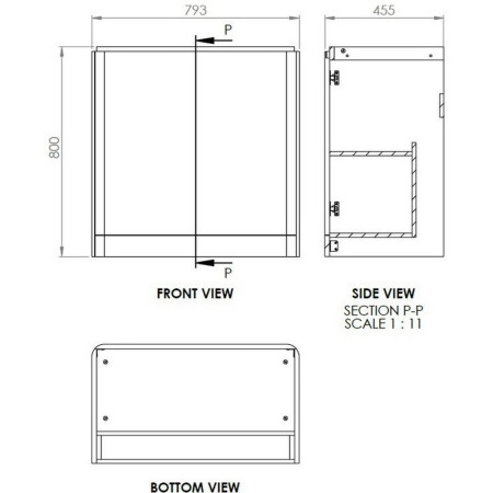 AJAX96051 Ajax Ferriby 800mm Floor Standing Gloss White Vanity Unit with Basin Dimensions