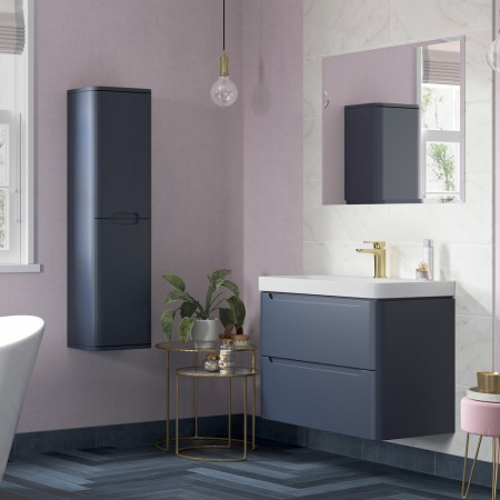 AJAX96050 Ajax Ferriby 800mm Wall Hung Matt Indigo Vanity Unit with Basin Lifestyle