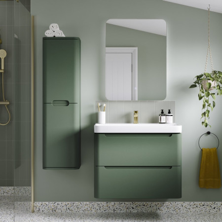 AJAX105328 Ajax Ferriby 800mm Wall Hung Matt Sage Green Vanity Unit with Basin Lifestyle