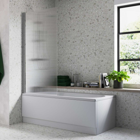Ajax Fluted 1500mm Single Straight Chrome Bath Screen