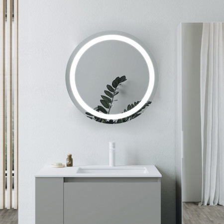 AJAX106245 Ajax Gloria Round 600mm Front Lit LED Bathroom Mirror Lifestyle