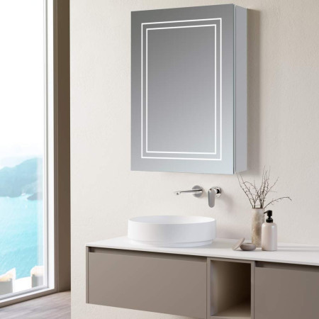 AJAX106299 Ajax Grasby 500mm Single Door LED Mirror Cabinet Lifestyle