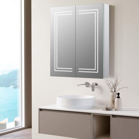 AJAX106300 Ajax Grasby 600mm Double Door LED Mirror Cabinet Lifestyle