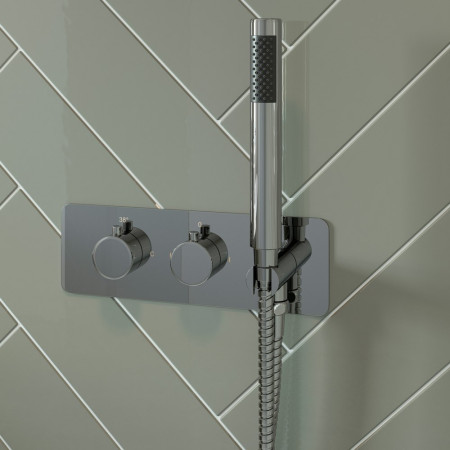 AJAX105847 Ajax Halton Chrome Thermostatic Two Outlet Shower Valve with Handset (2)