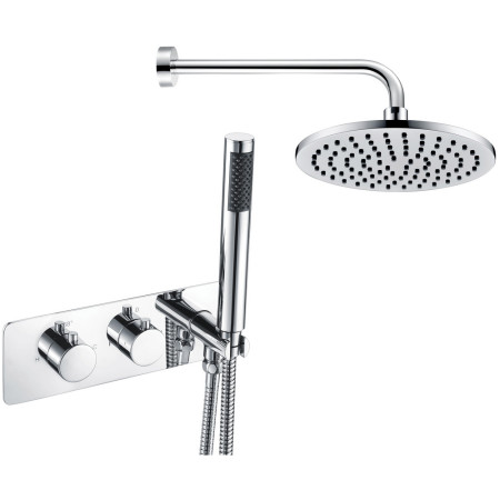 Ajax Halton Chrome Two Outlet Twin Valve with Handset and Brass Overhead