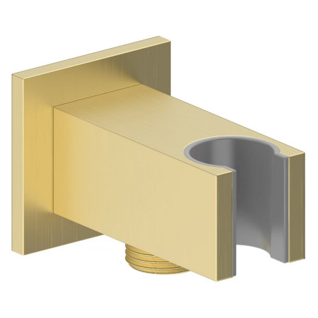 Ajax Hedon Brushed Brass Square Handset Wall Bracket with Outlet