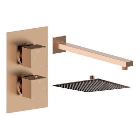 Ajax Hedon Brushed Bronze Square Concealed Shower Valve with Fixed Head