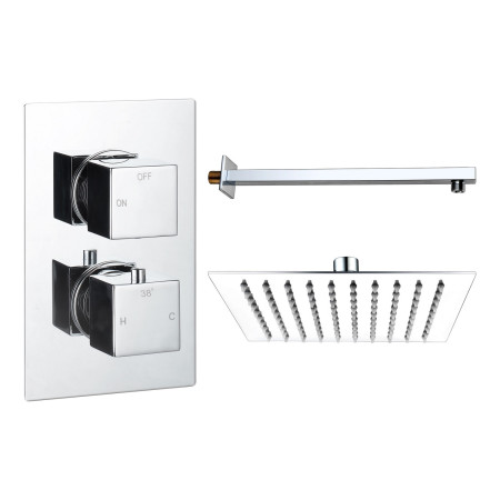 Ajax Hedon Chrome Square Concealed Shower Valve with Fixed Head