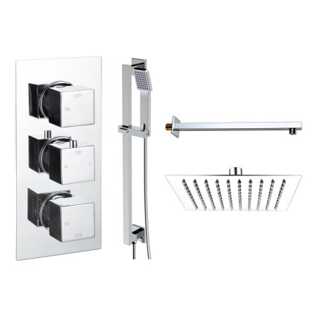 Ajax Hedon Chrome Square Concealed Two Outlet Shower Set