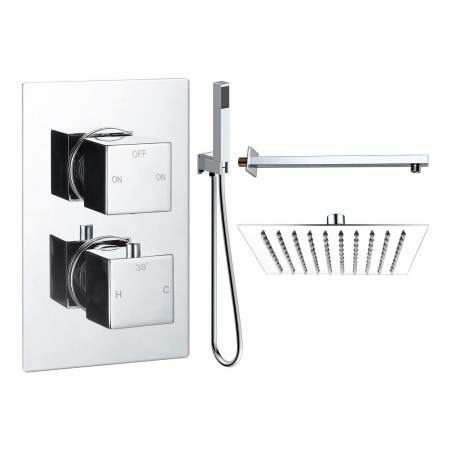 Ajax Hedon Chrome Thermostatic Shower Valve with Fixed Head and Handset