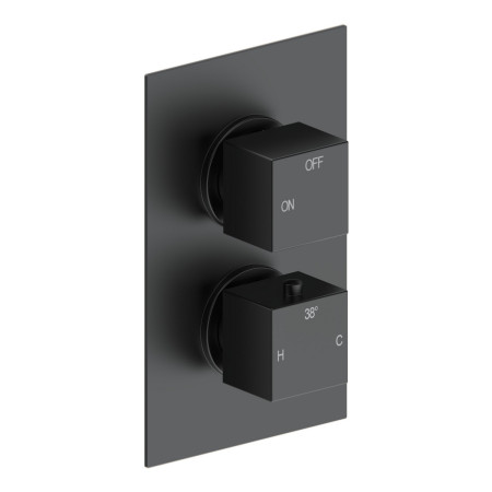 AJAX111592 Ajax Hedon Matt Black Square Concealed Shower Valve with Fixed Head Valve Close Up