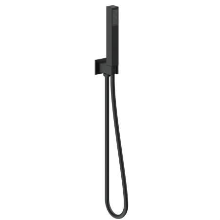 AJAX116264 Ajax Hedon Matt Black Thermostatic Shower Valve with Fixed Head and Handset Wall Outlet ad Hose Design