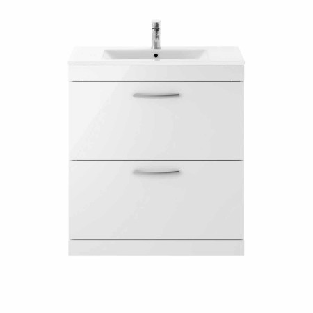 Ajax Idon 800mm Two Drawer Vanity Unit in Gloss White with Basin