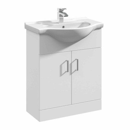 Ajax Kass 650mm Basin Unit In Gloss White with Basin