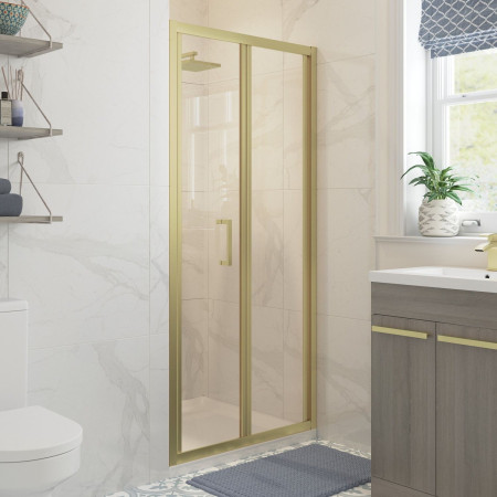 Ajax Keah 5mm Brushed Brass 800mm Bifold Shower Door