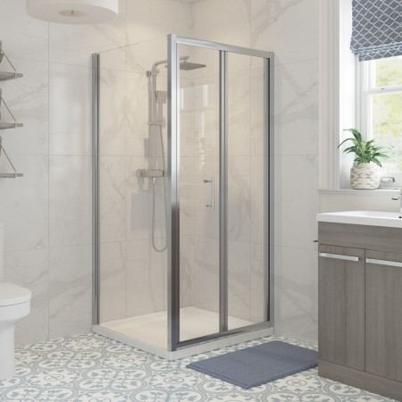 AJAX101404 Ajax Keah 5mm Chrome Bifold Shower Door with Side Panel
