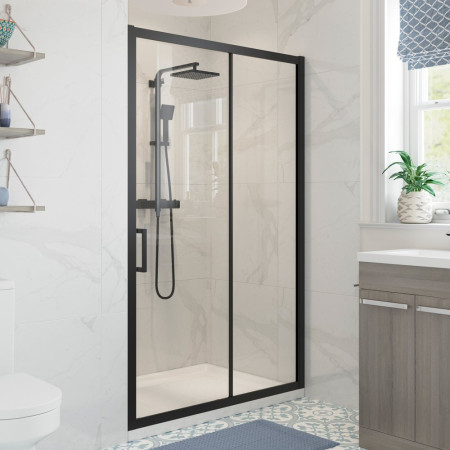 Ajax Keah 6mm Black 1000mm Sliding Shower Door