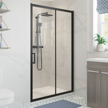 Ajax Keah 6mm Black 1700mm Sliding Shower Door