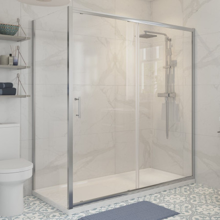 AJAX101425 Ajax Keah 6mm Chrome Sliding Shower Door with Side Panel