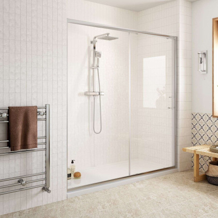 Ajax Keah 6mm Chrome 1400mm Easy Fit Sliding Shower Door