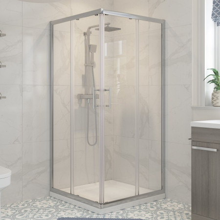 Ajax Keah 6mm Chrome 800mm Corner Entry Shower Enclosure