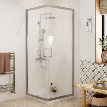 AJAX116209 Ajax Keah 6mm Chrome 760mm Easy Fit Corner Entry Shower Enclosure Lifestyle