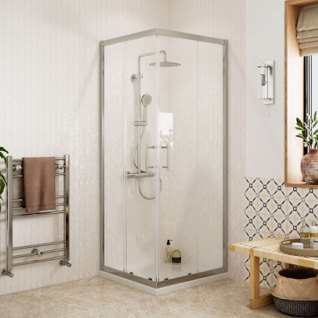 AJAX116965 Ajax Keah 6mm Chrome 760mm Easy Fit Corner Entry Shower Enclosure with Tray Lifestyle