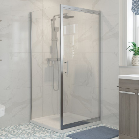 AJAX102823 Ajax Keah 6mm Chrome Infold Shower Door with Side Panel