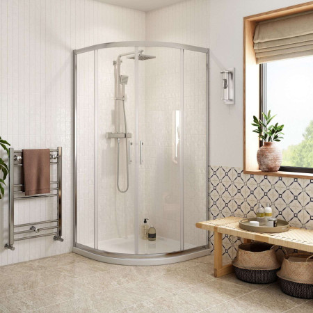 AJAX108071 Ajax Keah 6mm Chrome 800mm Easy Fit Quadrant Shower Enclosure Lifestyle
