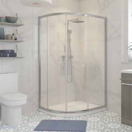 Ajax Keah 6mm Chrome 900 x 760mm Two Door Offset Quadrant Shower Enclosure