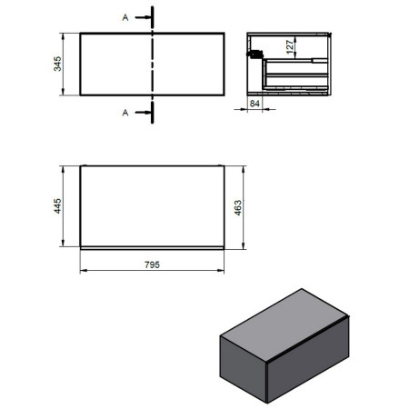 AJAX106966 Ajax Kelsey Wall Hung 800mm White Marble Storage Drawer Unit Dimensions