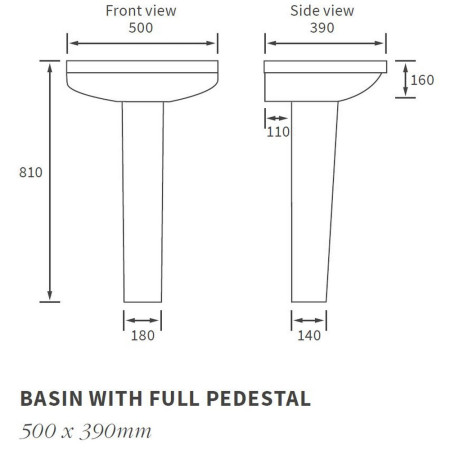 AJAX1822 Ajax Limber 1TH Basin and Full Pedestal Line Drawing