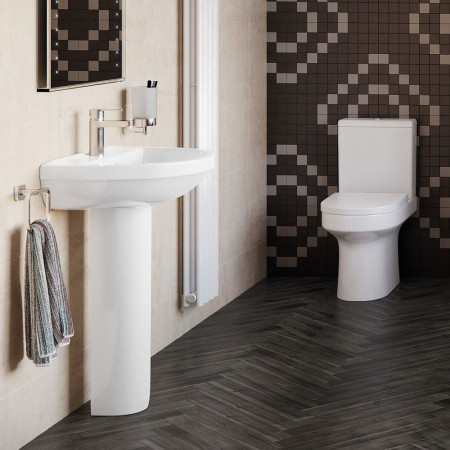 AJAX1822 Ajax Limber 1TH Basin and Full Pedestal Lifestyle