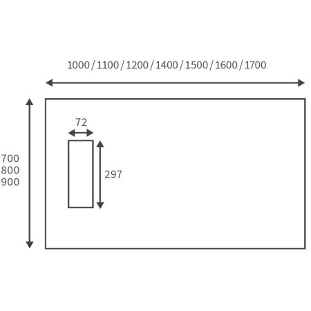 AJAX106234 Ajax Linear 1400 x 900mm Rectangular Shower Tray Line Drawing
