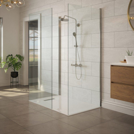 AJAX106236 Ajax Linear 1600 x 800mm Rectangular Shower Tray Lifestyle