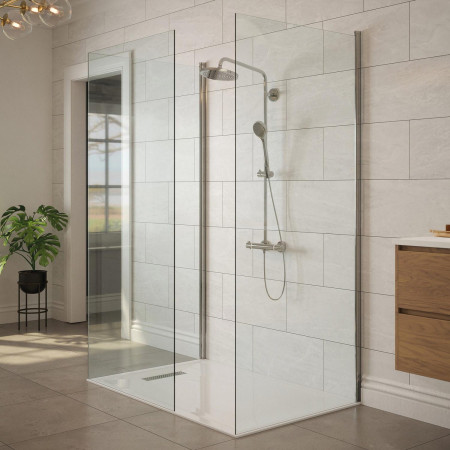 AJAX116217 Ajax Linear 1000 x 900mm Rectangular Shower Tray with Walk In Panels