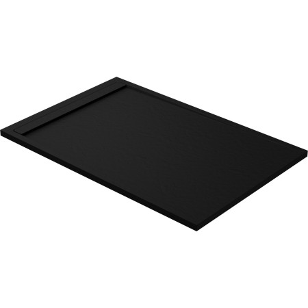 AJAX111455 Ajax Linear Slate 1000 x 800mm Rectangular Shower Tray in Black Surface Close Up