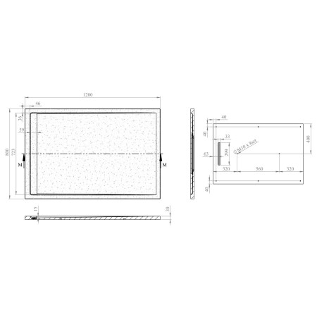 AJAX116227 Ajax Linear Slate 1000 x 800mm Rectangular Shower Tray in Latte