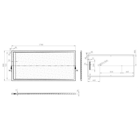 AJAX116230 Ajax Linear Slate 1700 x 800mm Rectangular Shower Tray in Latte Dimensions