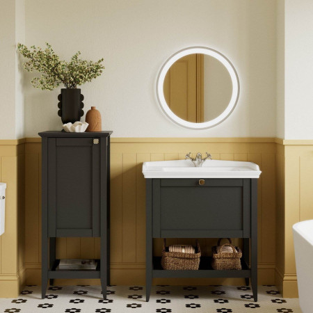 AJAX116032 Ajax Linwood 650mm Floor Standing Matt Anthracite Vanity Unit with Basin Lifestyle