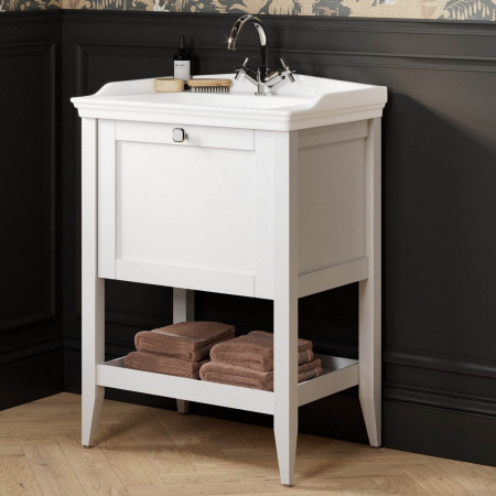 AJAX116034 Ajax Linwood 650mm Floor Standing Matt White Vanity Unit with Basin Lifestyle